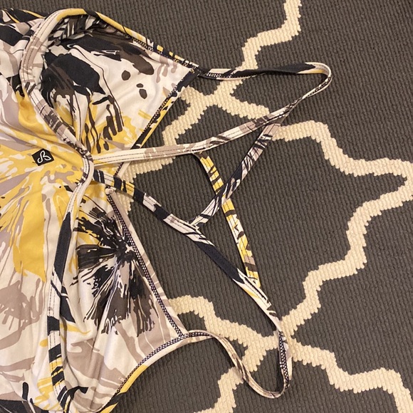 Prana size s dress strachy fabric yellow white black gray spots - Picture 4 of 8